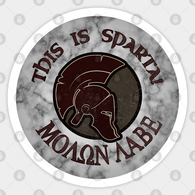 This is Sparta! MOLON LABE - Spartan Greek Helmet on Marble Sticker by SolarCross